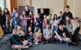 Gruppenfoto aller Kinder und Jugendliche beim Kolpingwochenende 2023 in Lambach